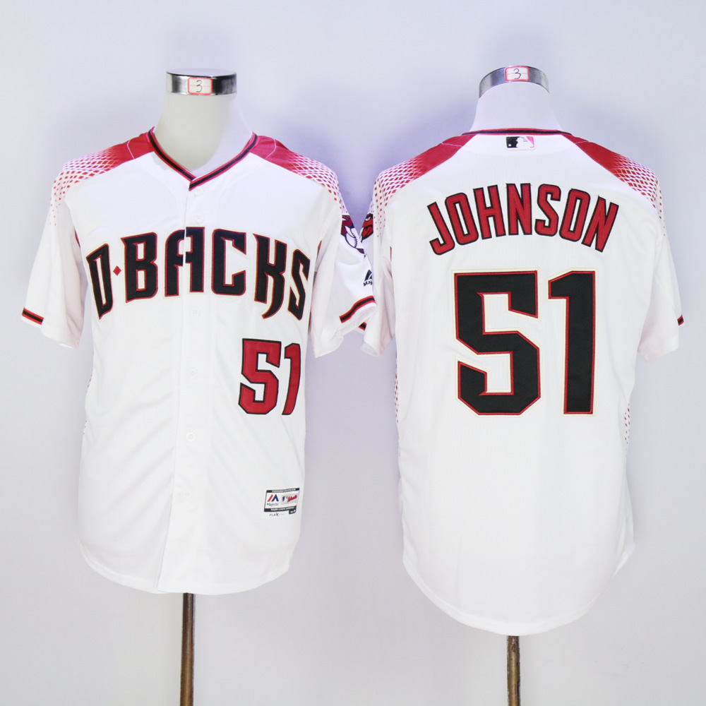 Men Arizona Diamondback 51 Johnson White MLB Jerseys2